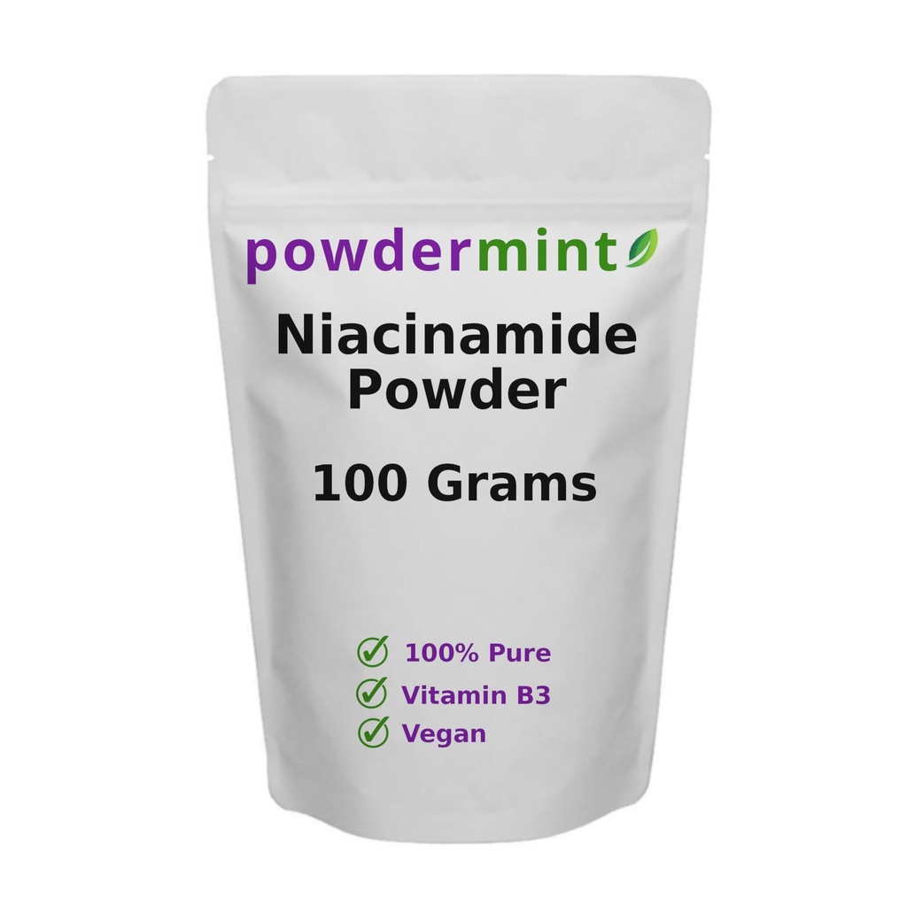 Niacinamide Powder (Vitamin B3) Pure Niacin Powder 500 mg Suplemento sin fluido (100 gramos)