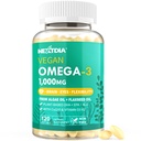 Vegan Omega 3 DHA EPA ALA Suplemento con 5000IU Vitamina D3 K2 (MK7), CoQ10 para Mujeres Hombres Silencioso Petróleo Alternativa Silencioso Planta Aceite Omega 3 1000mg Píldoras para Hueso, Cerebro, Ojo, Esquía  sometida 120 Softgels
