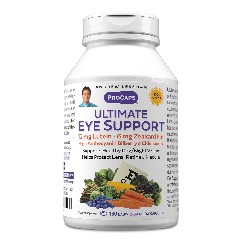 ANDREW LESSMAN Ultimate Eye Support 180 Softgels - 12mg Lutein, 6mg Zeaxanthin, Bilberry, Key Nutrients to Support Eye Health and Promote Healthy Vision. Sin aditivos. Easy to Swallow Softgels