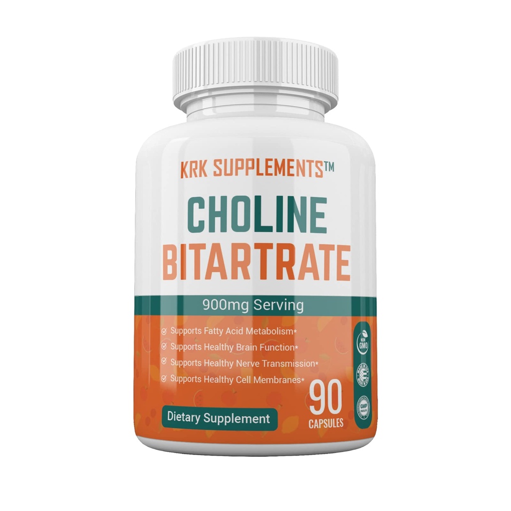 Bitartrate de línea 900 mg por servicio 90 cápsulas SUPPLEMENTOS KRK