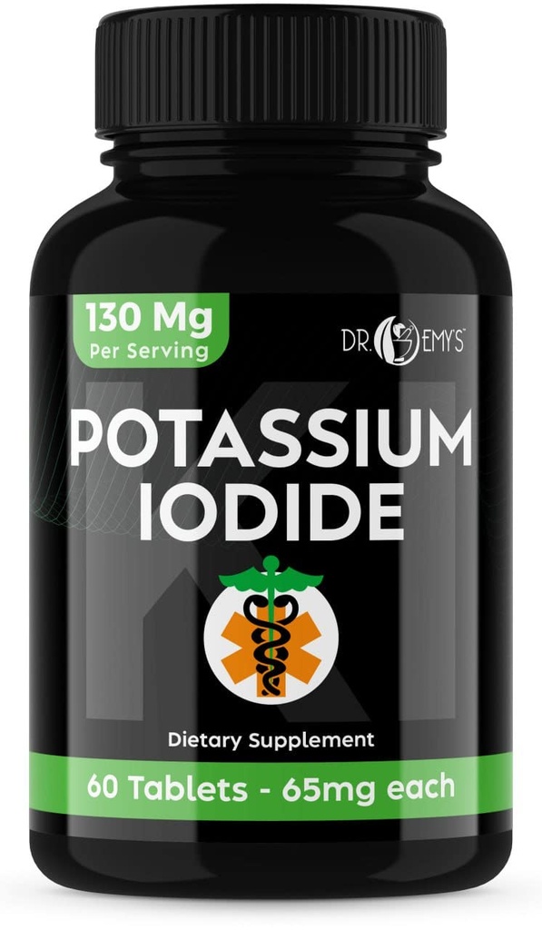 Potasio Iodide Pills Tabletas - 1-Pack 130mg Serviciones Total de 60 Tabletas- Emys Potasio Iodide Tablets