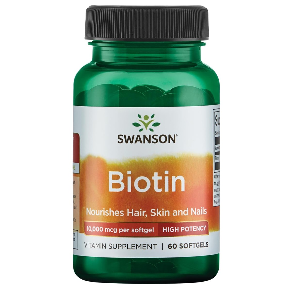 Swanson Super Strength Biotina Vitamina 10000 mcg 60 Sgels