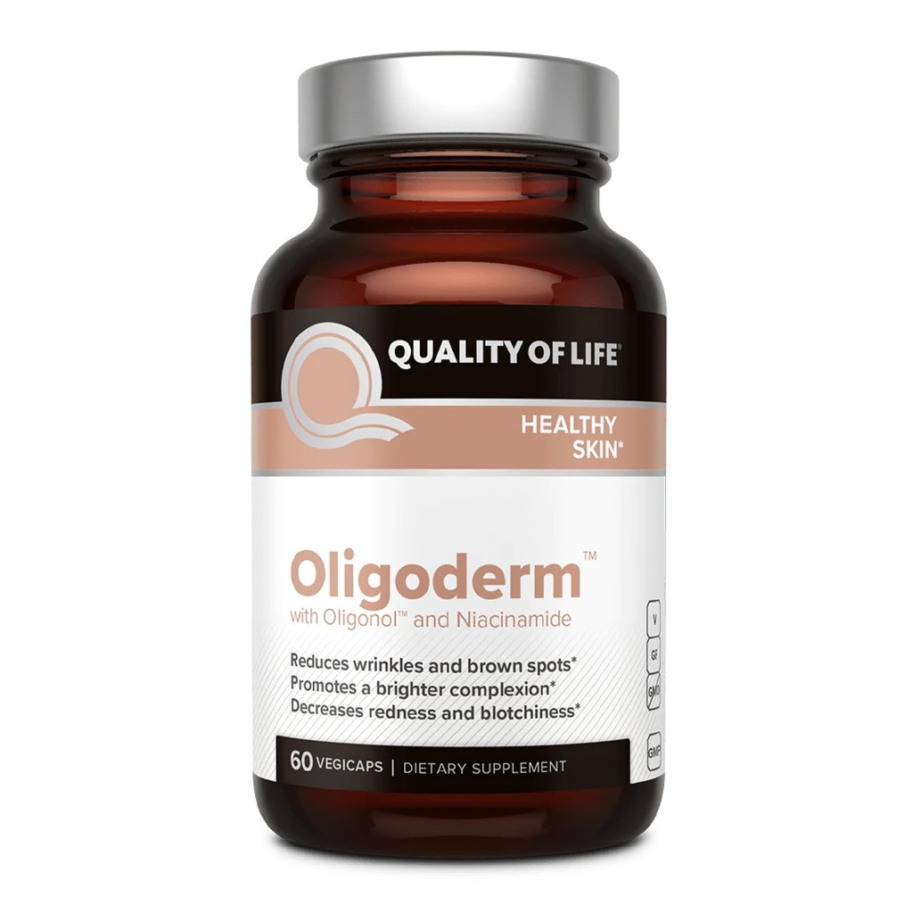 Calidad de vida Oligoderm, Premium Skin Support Suplemento con Oligonol y Niacinamide - 60 cápsulas