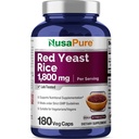 NusaPure Red Yeast Rice 1800mg 180 Veggie Capsules (No-GMO, Vegan)