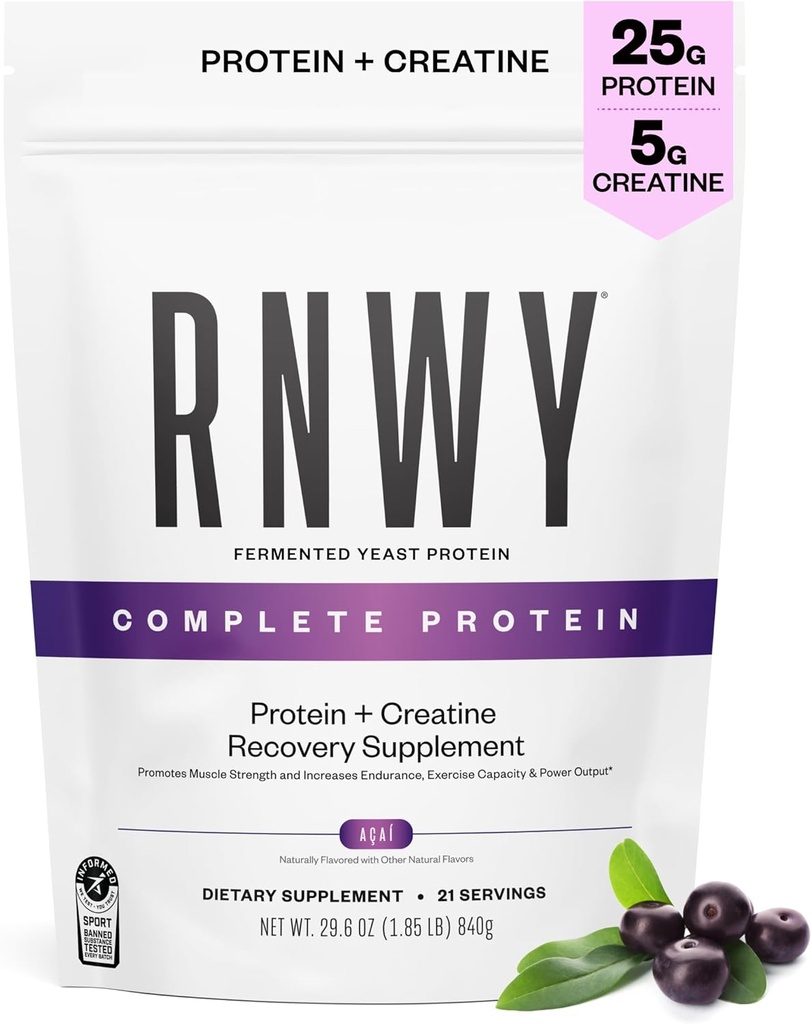 25g Proteína de Acai + 5g Polvo de Creatina, Proteína de base vegetal Vegana con enzimas digestivas para construir " Recuperar, 21 Servimientos