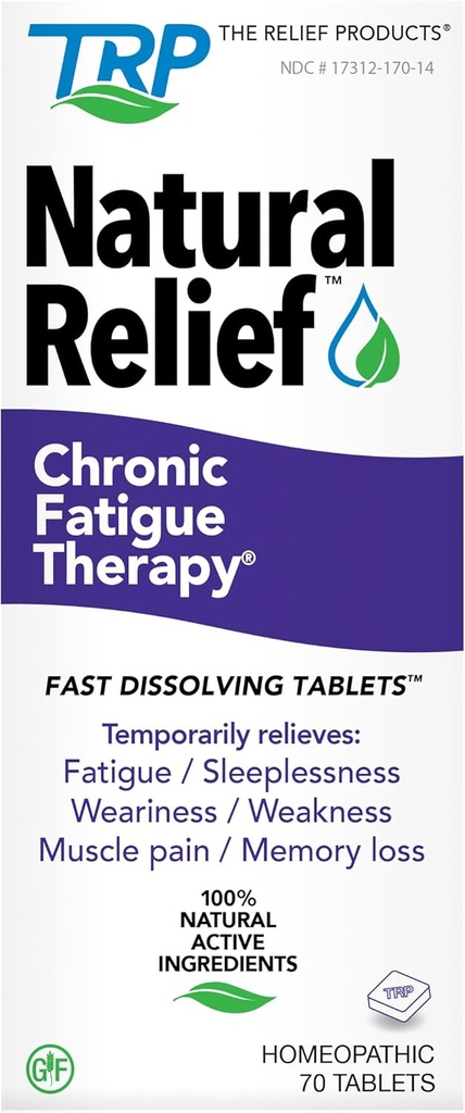 The Relief Products Chronic Fatigue Therapy - 100% Natural Active Ingredients - Fatiga, Weakness, CFS, Cansancio - Fast Dissolving Tablets - 70ct