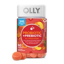 OLLY Probiotic + Prebiotic Gummy, Digestive Support and Gut Health, 500 Million CFUs, Fiber, Adult Chewable Suplemento para Hombres y Mujeres, Peach, 60 Day Supply - 60 Cuenta