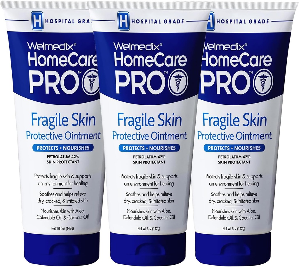 Welmedix Fragile Skin Protective Ointment ¦ Hospital Grade Healing Ointment, Barrier Cream & Skin Protectant w/Calendula for Treatment of Eczema, Psoriasis, Dermatitis, Cama Sores, Chafing (Pack of 3)