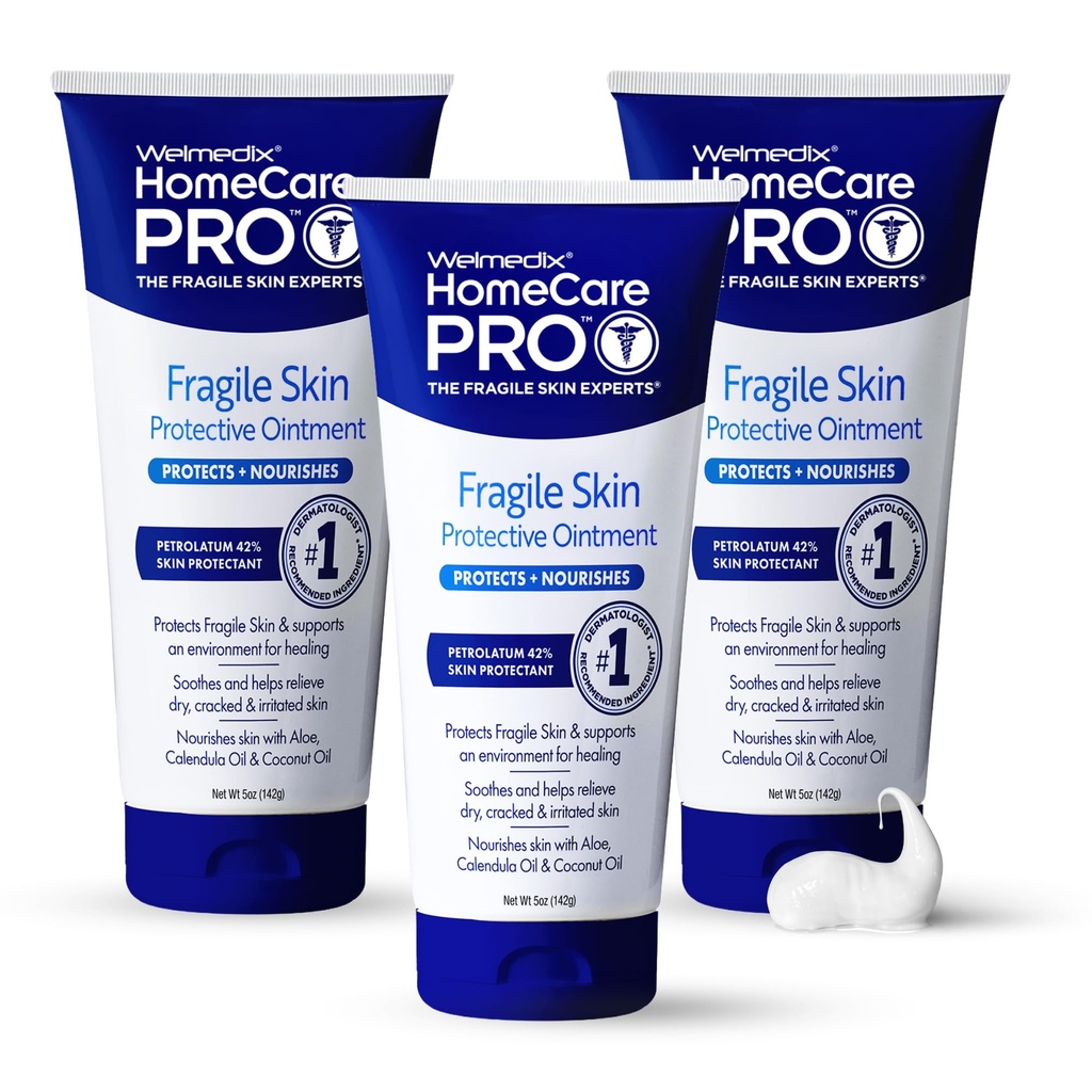 Welmedix Fragile Skin Protective Ointment ¦ Hospital Grade Healing Ointment, Barrier Cream & Skin Protectant w/Calendula for Treatment of Eczema, Psoriasis, Dermatitis, Cama Sores, Chafing (Pack of 3)