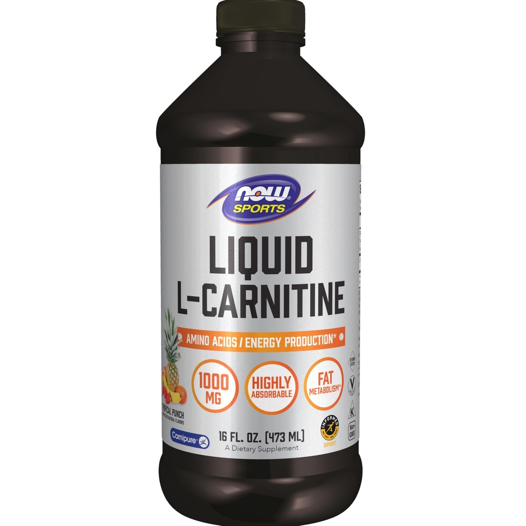 AHORA Nutrición Deportiva, L-Carnitina Llíquida 1.000 mg, Altamente Absorbable, Punch tropical, 16 onzas