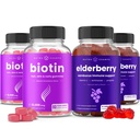 NutraChamps Biotin Gummies (2 Pack) y Elderberry Gummies (2 Pack) 4 Pack Bundle