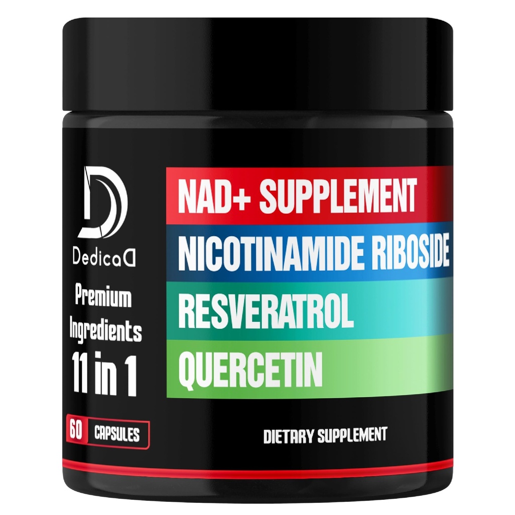 11in1 NAD Suplemento con Nicotinamide Riboside, Quercetin, Resveratrol y 8 Más - 2 Month Supply