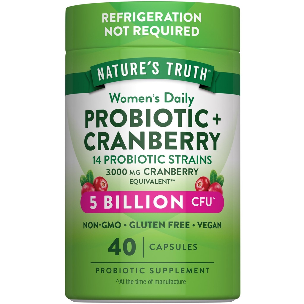 La verdad de la naturaleza Probióticos para las mujeres ← 5 billón CFUs Daily ← 40 cápsulas vegetarianas  with Cranberry peru Non-GMO &amp; Gluten Free ← No se necesita refrigeración