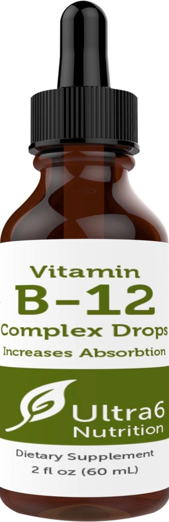 Ultra6 Nutrición Vitamina B12 Sublingual Liquid Drops - B12 Metilcobalamin Suplemento Grande para la Energía - Vitamina-B Suplementos para Hombres Mujer - 90 Day Supply
