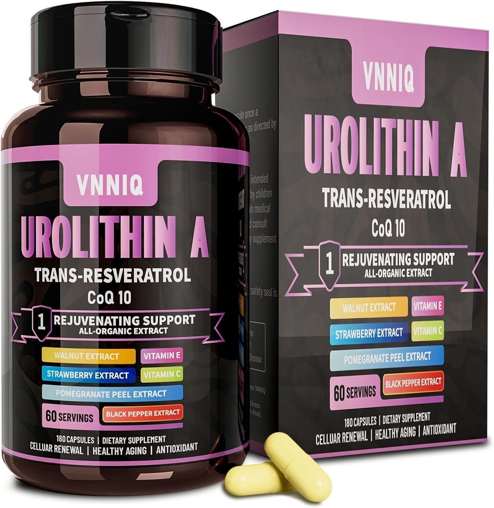 9-en-1 Suplemento Anti-Aging con Urolithin A (1200mg) Trans-Resveratrol y CoQ10: Wellness Elixir