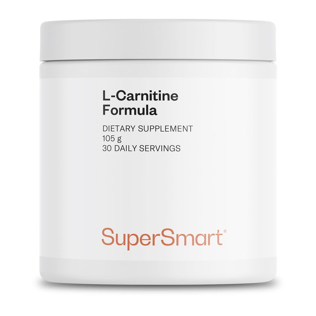 Supersmart - L-Carnitine Fórmula (Natural Lemon Flavor) - 2-en-1 con Acetyl L-Carnitine & L-Carnitine Tartrate Powder - Amino Acids Complex Supplement TEN Non-GMO & Gluten Free - 105 g