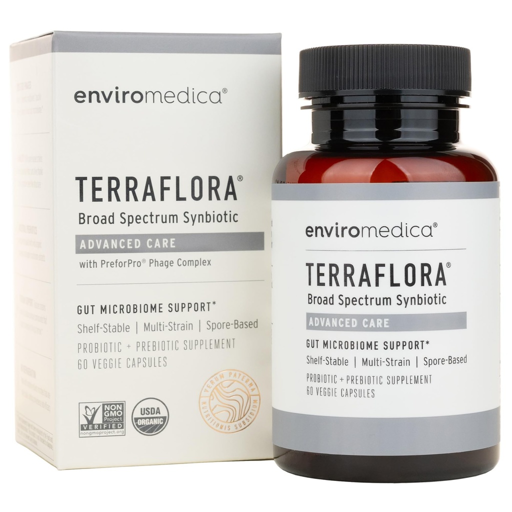 Terraflora Advanced Care Synbiotic - SBO Probiotic and Prebiotic, Digestive & Gut Health, Soil Based Spore Pre and Probiotics for Women and Men with Bacillus Coagulans, Subtilis, Vegan - 60 cápsulas