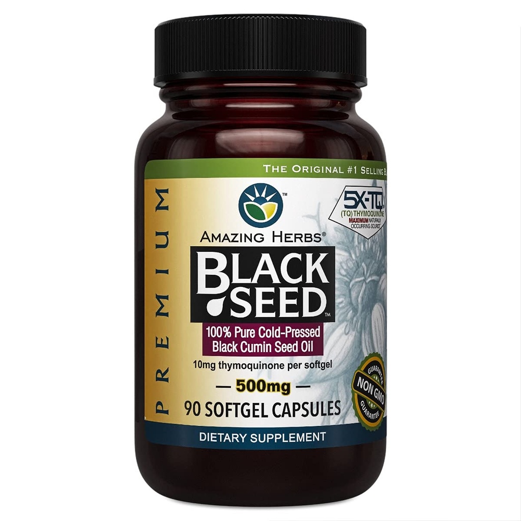 Increíbles Herbs Premium Black Seed Oil Capsules - Cold Pressed Nigella Sativa Aids in Digestive Health, Immune Support, Brain Function, Gluten Free, Non GMO - 90 Count, 500mg