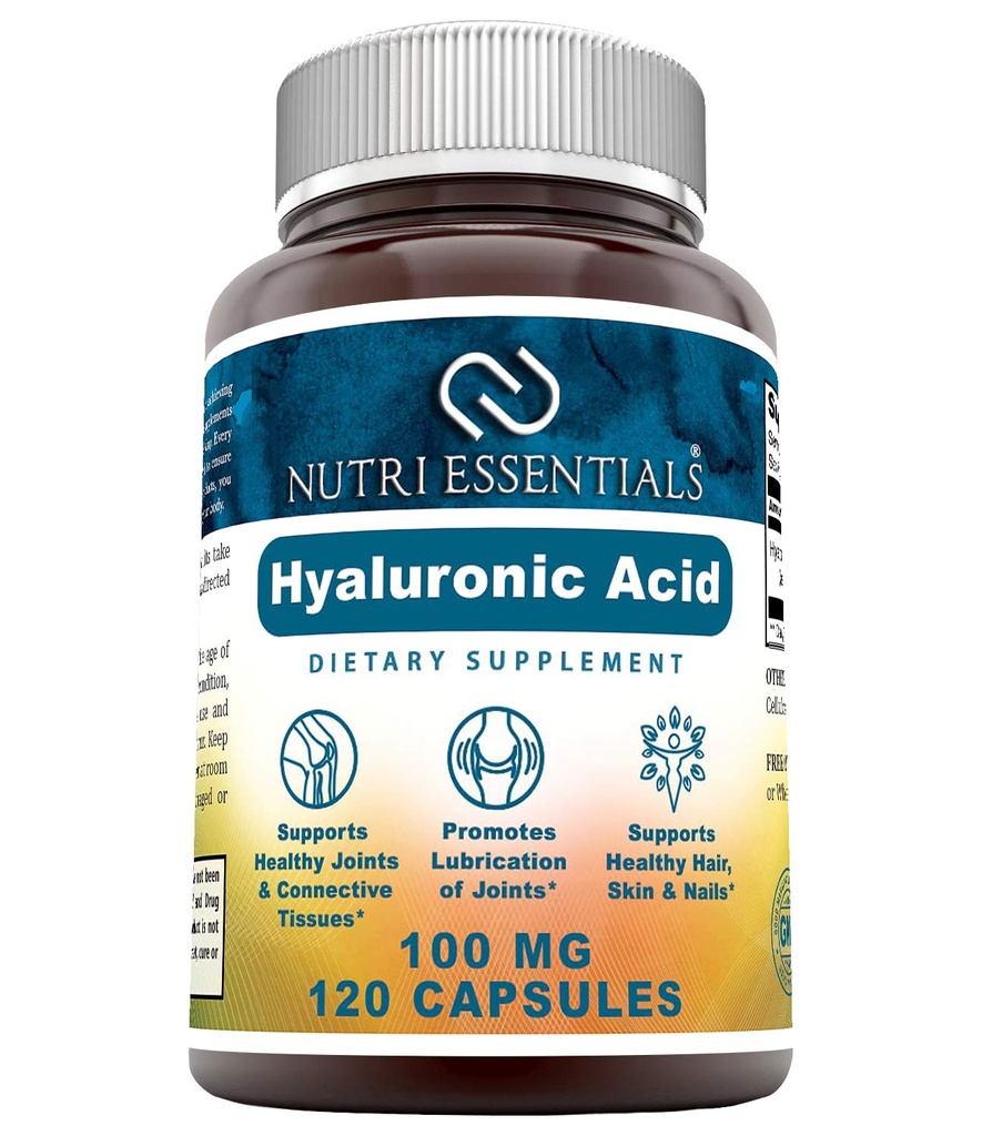 Suplemento dietético ácido hialurónico - 100 mg 120 cápsulas (no GMO) - Los mejores suplementos para la salud conjunta, la atención de la piel " Más*