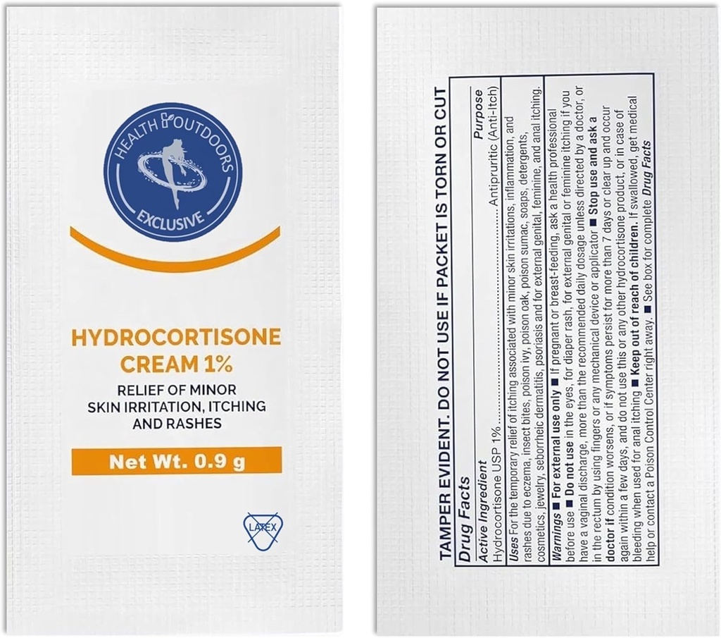 Crema Hidrocortisona relajante 1%, 48 paquetes individuales, para la irritación de la piel, rastas, picazón y alivio de dolor menor