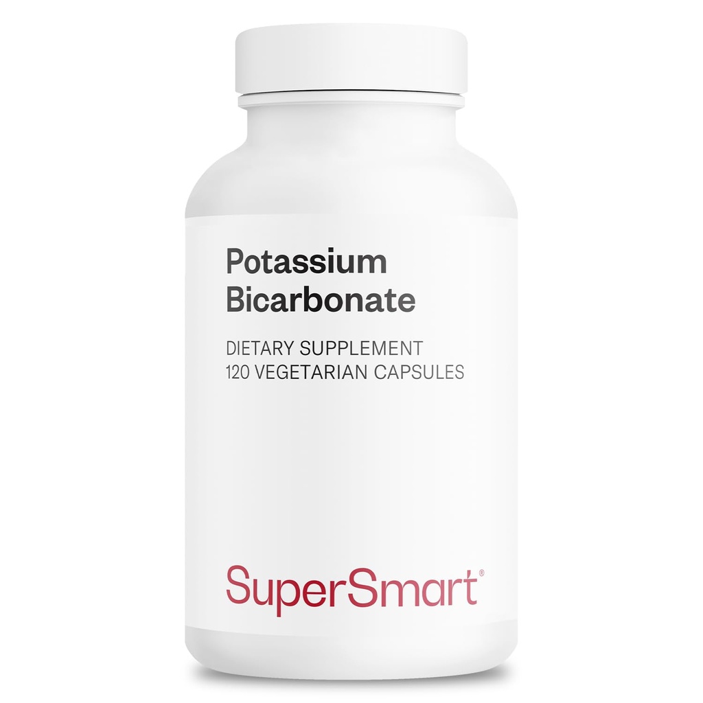 Supersmart - Bicarbonato de Potasio 5400 mg por día (High Dose) - Electrolyte Mineral - Acid-Base Balance pH - Heart, Muscle & Nerve Health ← Non-GMO & Gluten Free - 120 Vegetarian Capsules