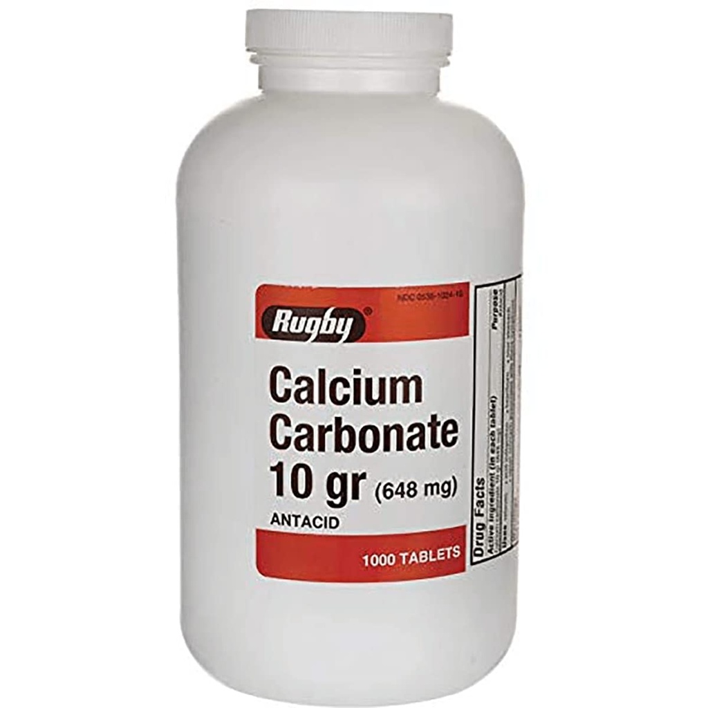 Calcio Carbonato 10 gr (648 mg) - Ácido - 1000 Tabletas