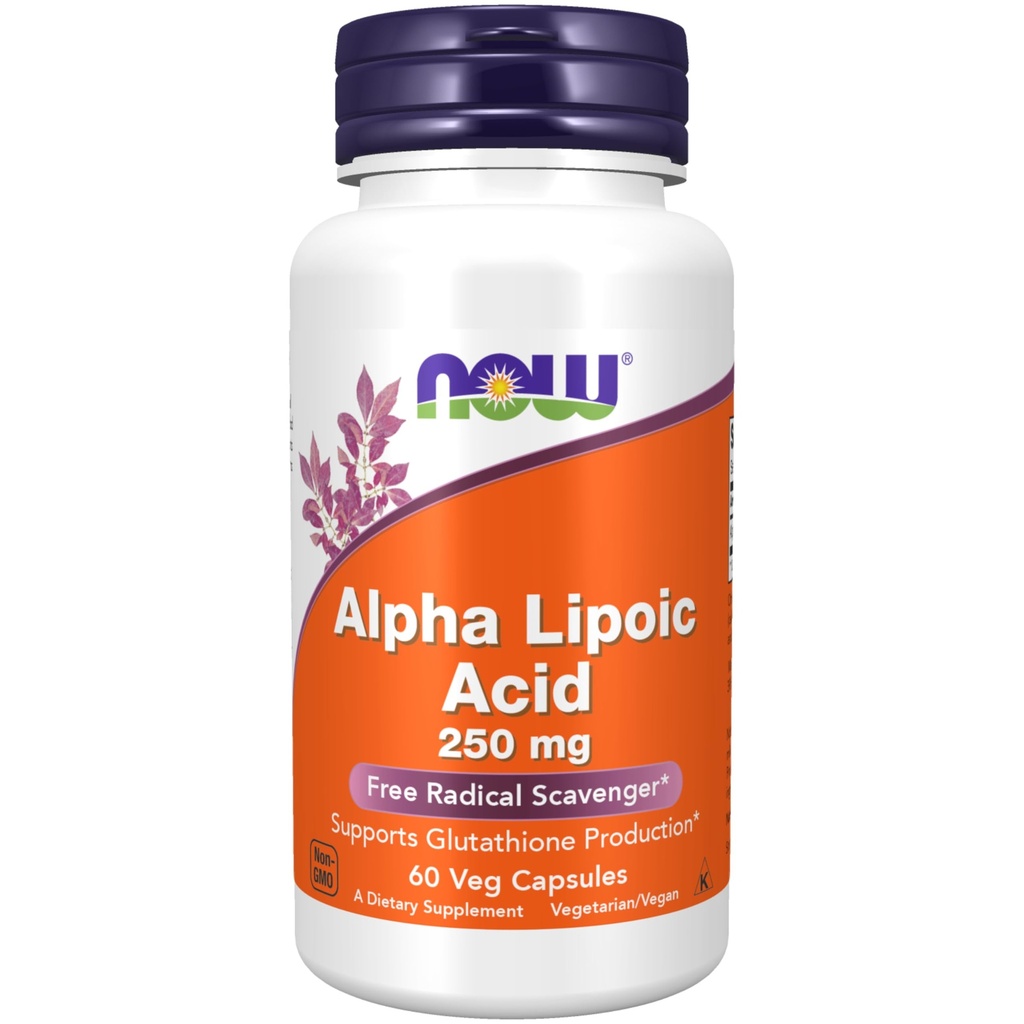 AHORA Suplementos de alimentos, ácido lipoico alfa 250 mg, soporta la producción de glucotatione*, Scavenger radical libre*, 60 cápsulas de verduras