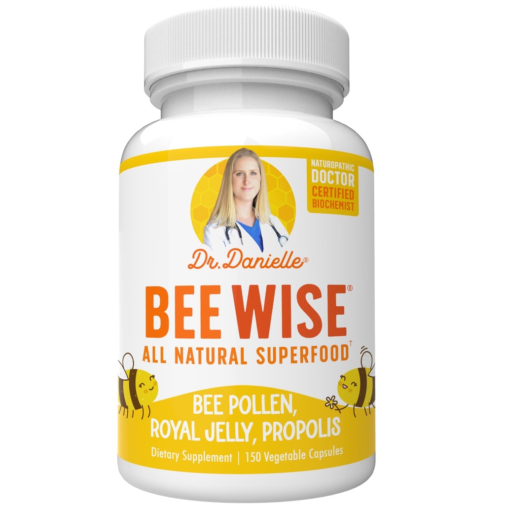 Dr. Danielle's Bee Wise - Bee Pollen Suplemento - Bee Well with Royal Jelly, Propolis, Beepollen in 4 Daily Bee Pollen Capsules