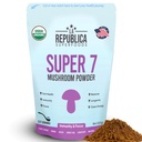 La Republica Superfood Super 7 Mushroom Extract Powder, Incluye Mane de León, Reishi, Chaga, Cordyceps, Shiitake, Maitake y Turquía Tail (8 oz)