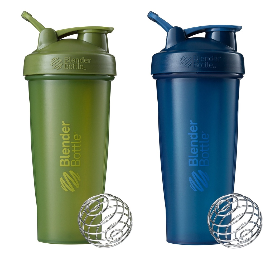 BlenderBottle Classic Shaker Bottle Perfect for Protein Shakes and Pre Workout, 28-Ounce (2 Pack), Moss y Navy