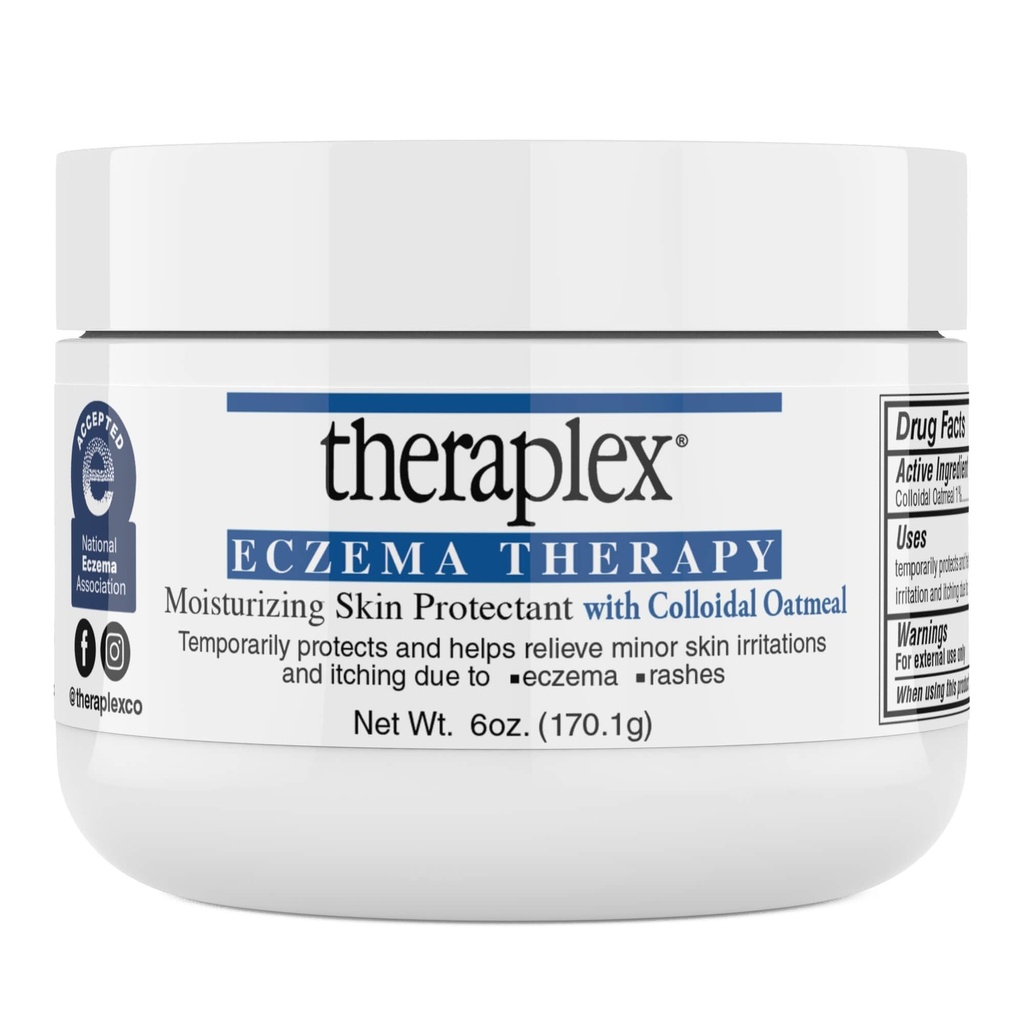 Terapia de Eczema Theraplex (6 oz) - Protector de piel hidratante con avena natural, no convencional y hipoalergénico, libre de fragancia - Asociación Nacional de Eczema Sello de aprobación