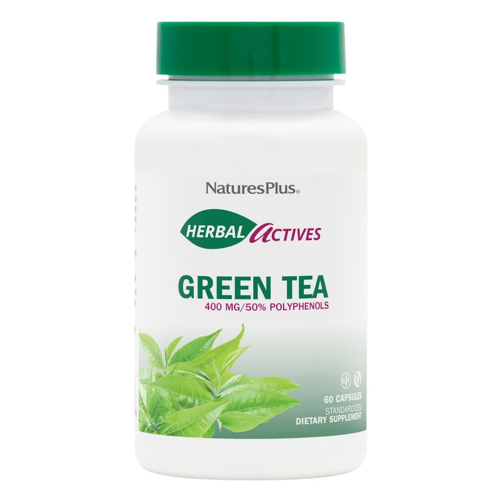 NaturesPlus Herbal Actives Green Tea - 60 Capsules - Non-GMO, Vegan, Gluten Gratis - 60 Servings