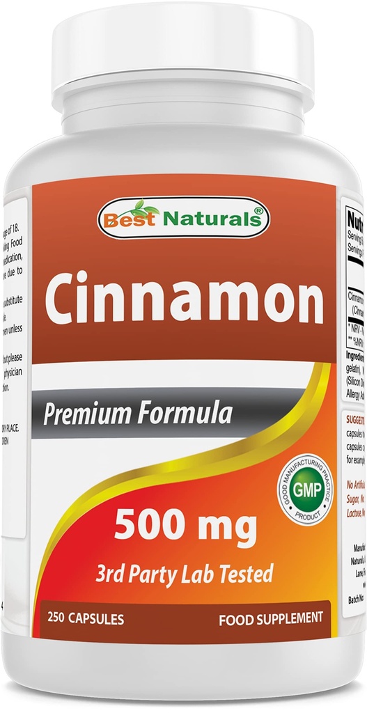Mejores Naturales Cinnamon 500 mg 250 cápsulas (250 Conde (Pack de 1))