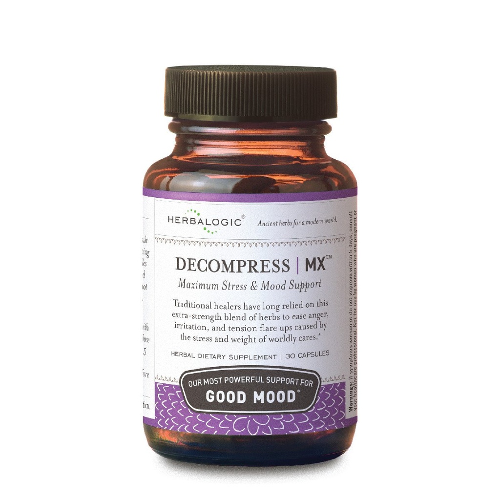 Herbalogic - Decompress MX Herb Capsules - Maximum Stress " Tension Relief - Reduce la ira " Moodiness, Positive Mood Support - Basado en la tradicional Fórmula china Xiao Yao San - 30 Cap Count