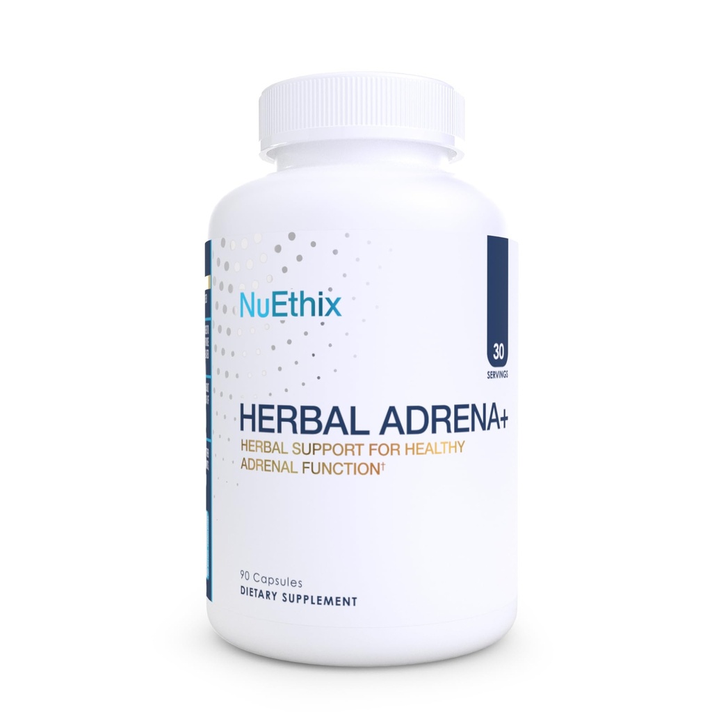 NuEthix Formulations Herbal Adrena+, Adrenal Support Supplements for Women ' Men, Cortisol Support, Improve Energy Levels " Mood, Incluye Cordyceps " Ashwagandha, Non-GMO, Gluten Free, 30 Servings