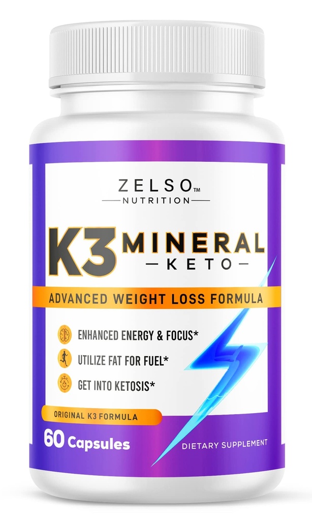 ZELSO K3 Mineral Weight Pills for Women and Men, K3 Mineral Pills - K3 Salt Mineral, Vitamina + K3 Capsules Suplemento para Keto Weight Pérdida - 1 Month Supply