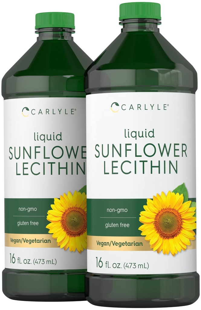 Carlyle Sunflower Lecithin Liquid ← 16 oz TENIDO 2 Pack TEN Vegan, Vegetariano, No GMO, Soy Free, Gluten Free
