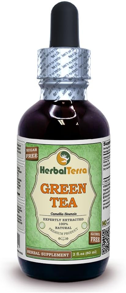 Herbal Terra LLC Té verde (Camellia Sinensis) Gliceo, Hojas orgánicas secas Extracto líquido libre de alcohol 2 oz