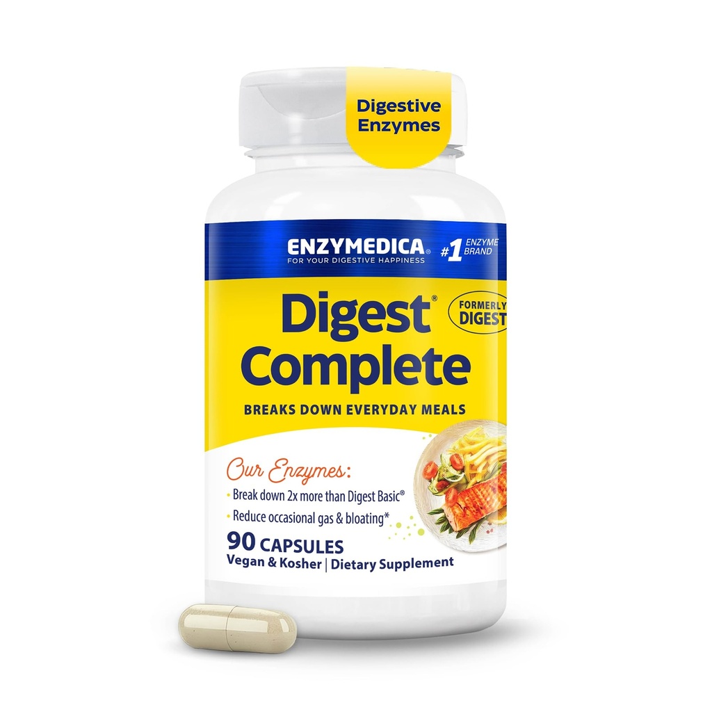Enzymedica Digest, Full-Range, Enzymes Digestivos diarios, ofrece gas de acción rápida &amp; Bloating Relief, 90 cuenta