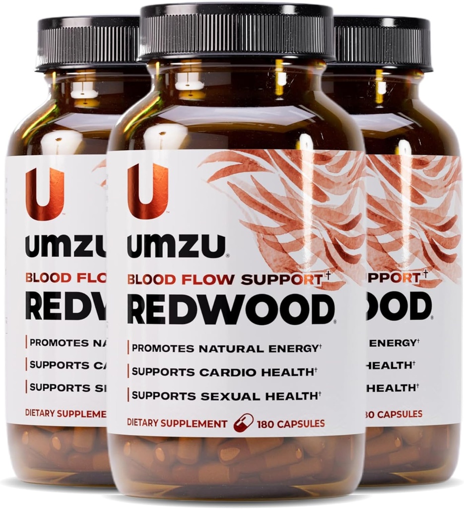 UMZU Redwood Nitric Oxide Booster, 3-Month Supply – Nitric Oxide Supplement with Vitamin C, Ajo &amp; Caballo Chestnut – Supports Healthy Circulation, Blood Flow, Energy, Stamina and Daily Vitality