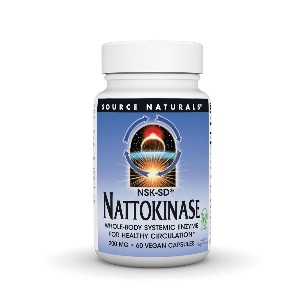 Fuente Natural NSK-SD, Nattokinase, Vegetariano Friendly, Enzima sistémica del cuerpo entero para la circulación sana*, 200 mg - 60 cápsulas vegetarianas