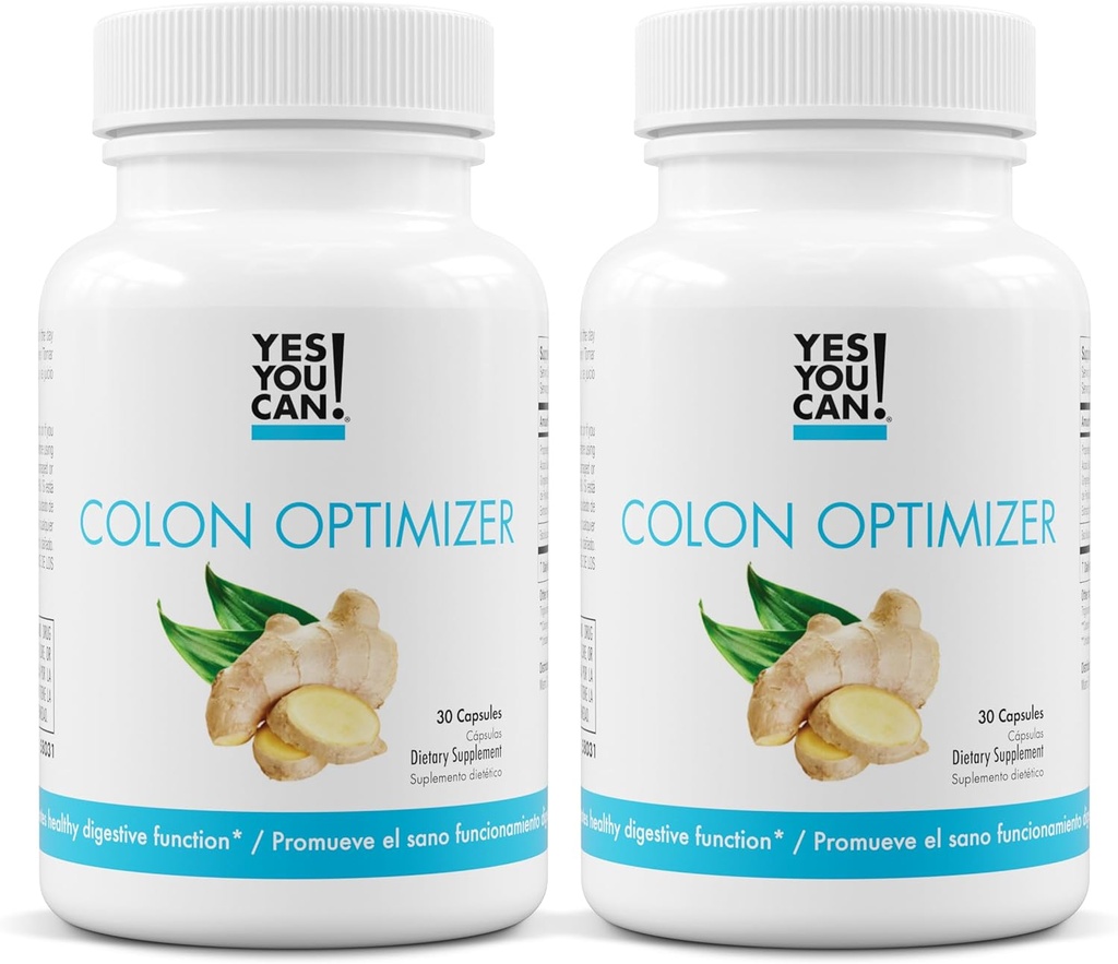 ¡Sí puedes! Probiotics Colon Optimizer Supplement - Gut Health and Stomach Supplement for Men and Women, Organic Probiotics with Ginger and Peppermint for Digestive Health, 30 Capsules - 2 Pack