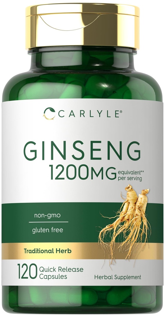 Carlyle Ginseng Extracto Suplemento Silencio 120 Capsules ← 1200mg Silencio para hombres " mujeres "