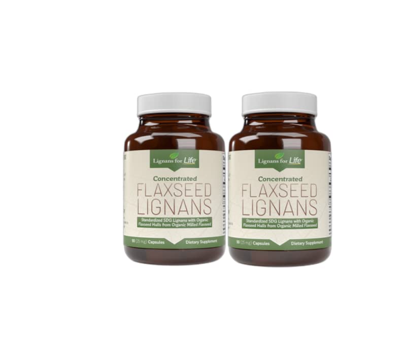 Lignans for Life Flaxseed Lignans for Dogs + SDG - Omega 3 Fatty Acids, High Fiber Antioxidants - Ayuda a mejorar Shiny Coat, Digestive & Heart Health Seed for Dogs, 90 Flaxseed Capsules, 2 Pack
