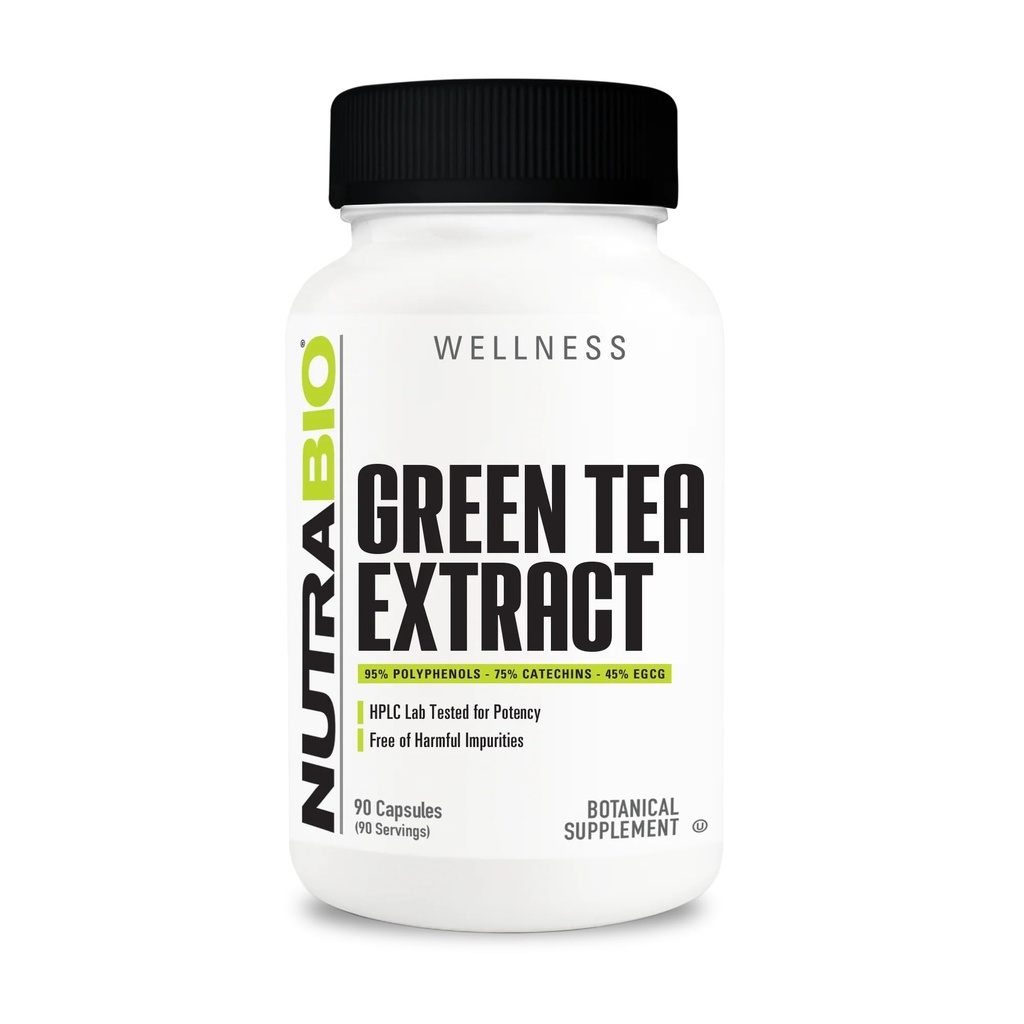 NutraBio Green Tea Extract, añade beneficios antioxidantes y ayuda a salud general y bienestar, 500 mg - 90 cápsulas