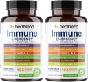 Healblend 10 in 1 Immune Support Supplement Booster with Elderberry, Zinc, Echinacea, Turmeric, Lactobacillus Acidophilus, for Adults (2 Pack)