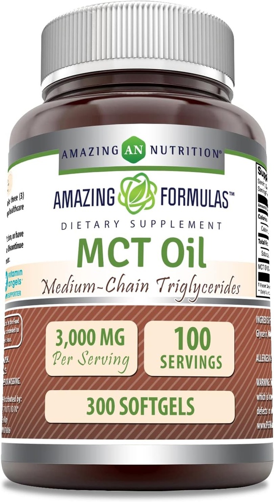 Increíble Fórmulas MCT Petróleo Suplemento TENIDO 1000 Mg por Servir TENIDO Softgels TENIDO NO Gluten-Free TEN Made in USA (1 Pack, 300 Count)