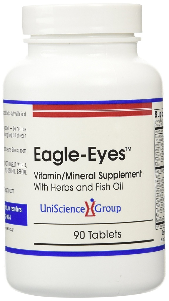 Águila-Eyes, Visión Optimal Salud con 500 mg Omega 3 Aceite de pescado, Lutein, Zeaxantina, Extracto de Frutas de Fresa, Vitaminas A, C, E, Zinc, NAC, Taurina, 90 Tabletas