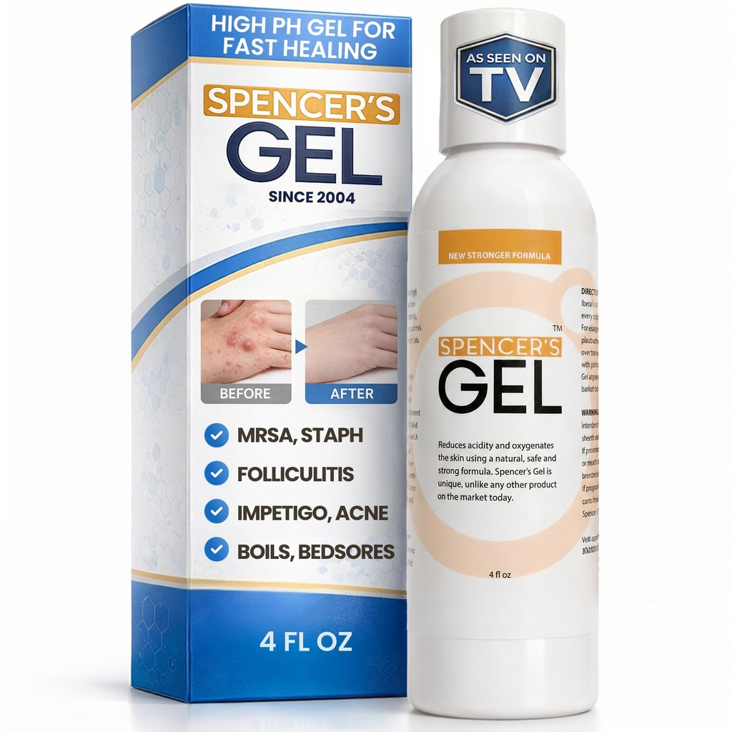 Spencer's Gel Alkaline Fórmula (4 oz) Desde 2004 La única solución de alta presión para los problemas de la piel Stubborn (Boils, Furuncles, Ulcerations, Pressure Wounds, etc.) No picante, acción rápida