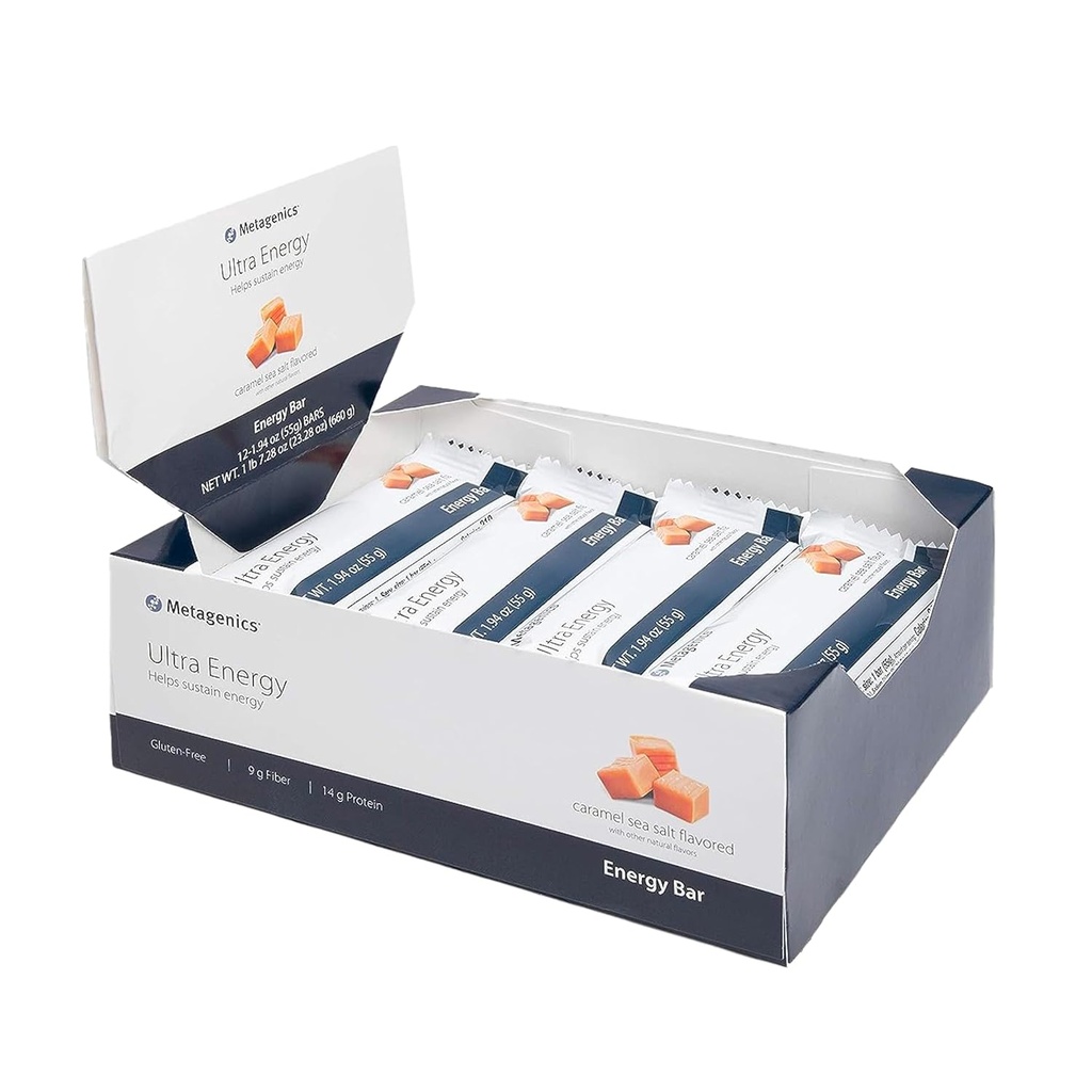 Metagenics Ultra Energy Bars - Ayuda a mantener la energía, Caramel Sea Salt Flavored TEN 12 Bares